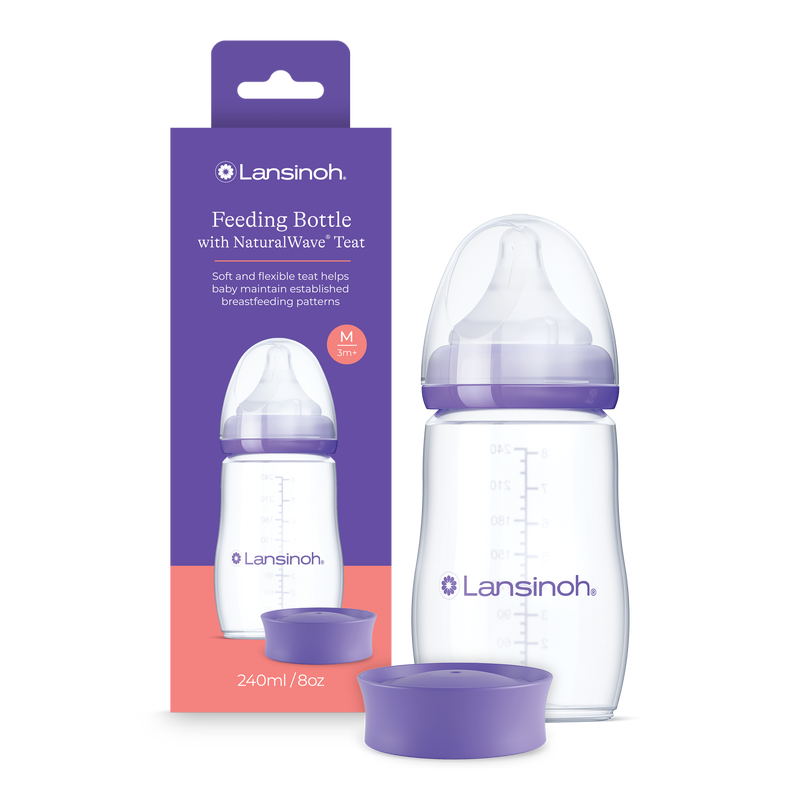 Bočice za hranjenje s NaturalWave dudom za bočice lansinoh-uk feeding bottle in white and purple with NaturalWave teat