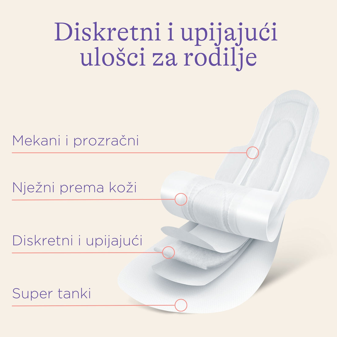 Higijenski ulošci za rodilje L Lansinoh-uk postpartum hygiene pads in white with breathable soft materials