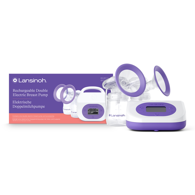 Punjiva dvostruka električna izdajalica lansinoh-uk rechargeable double electric breast pump in purple with 8 suction levels