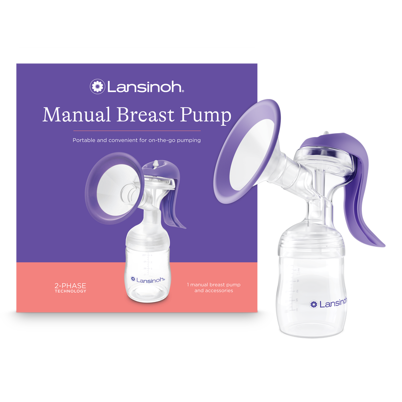 Ručno izdajalica lansinoh-uk manual breast pump in purple and clear with ComfortFit 25 mm funnel